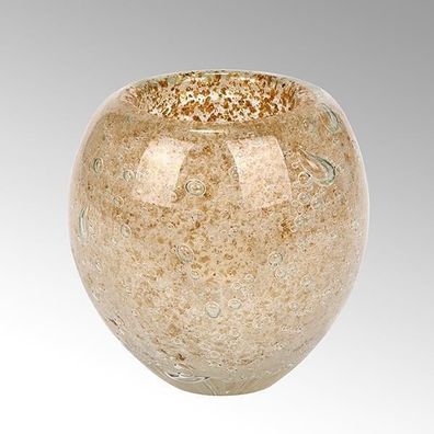 Lambert Salviato Windlicht / Vase gold, H 12 cm, D 12 cm, Überfangglas mit Luftbla...