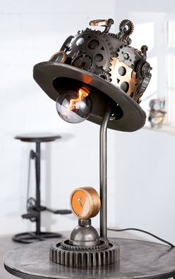 Gilde Lampe "Steampunk Hat" Metall silberfarben 68068