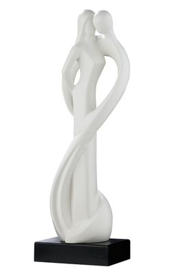 Gilde Skulptur "Der Kuss" matt weiß, schwarze Base Länge 11,5 cm Breite 15,0 cm ...