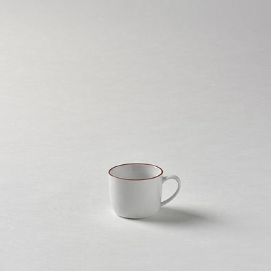 Lambert Piana Espressotasse Porzellan, H 5 cm, D 6,5 cm, Dekor Rand weiß / rot 21404