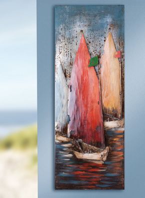Gilde Bild "Sailing Trio" Kunstobjekt "GILDE Gallery" Handarbeit H: 120 cm B: 50 ...