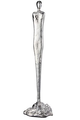 Gilde Skulptur "Male" silberfarben, Mann auf Base H: 66 cm B: 12 cm T: 19cm 43495
