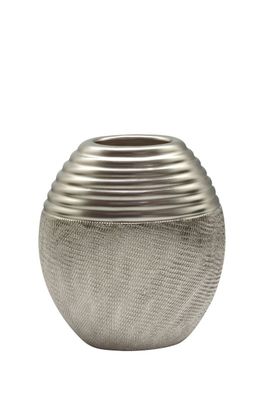 Gilde Vase oval "Trace" silber matt/ glänzend L= 9,5 cm B= 18,0 cm H= 19,0 cm 47063