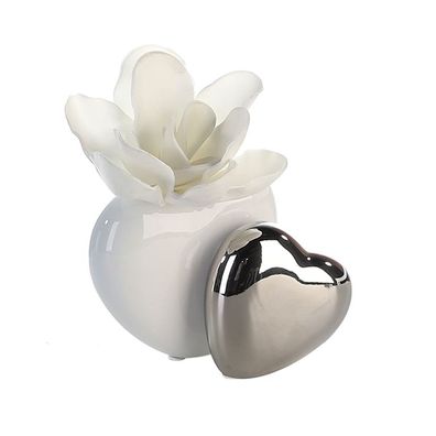 Casablanca Vase Hearts weiss/ silber, Keramik H.11,5cm Höhe: 11.50 cm Breite: ...