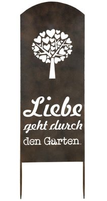 Gilde Gartenstecker mit Weisheit und Herzbaum "Liebe geht durch den Garten" dunkel...