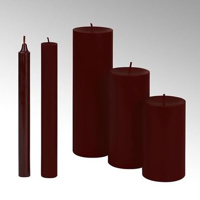 Lambert Kerze rund durchgefärbt dunkelrot, H 25 cm, D 2,1 cm 39528