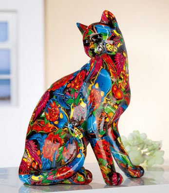 Gilde Katze "Pop Art" mehrfarbig H: 29 cm B: 23 cm Tiefe: 16 cm 36764