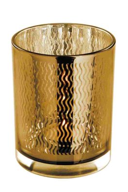 Fink Linio Teelichthalter, Glas, Rose Gold, Wellen 12,5X10 115107