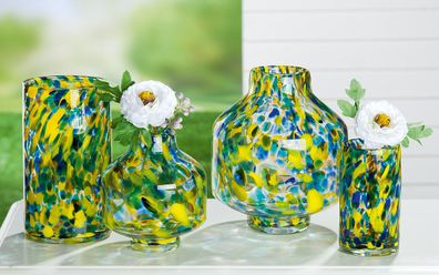 Gilde Glas bauchige Vase " Splash " 50497