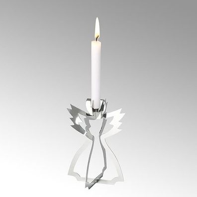 Lambert Serafin Kerzenhalter Engel Stahl stehend klein vernickelt glänzend H12cm ...
