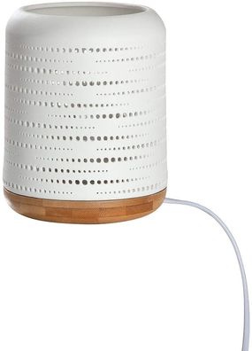 Gilde Lampe Zylinder "Reduktion" weiß, mit Sockel in Holzoptik Fassung E14, max. ...