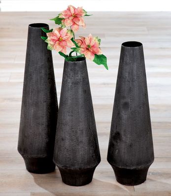 Gilde Vase "Noir" Aluminium schwarz 67851