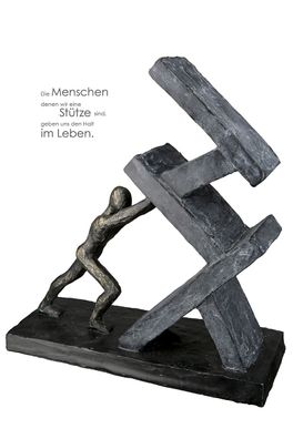 Gilde Skulptur "Holding" Kunstharz anthrazitfarben, bronzefarben 37352