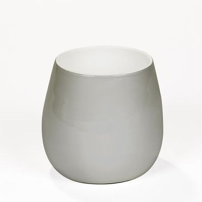 Lambert Pisano Vase mittel Überfangglass , platin H24 cm D 25 cm 16955
