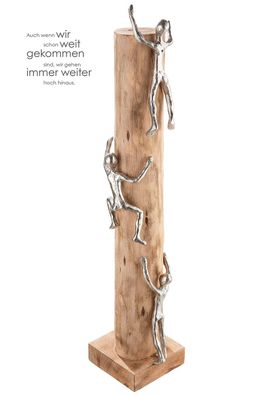 Gilde Skulptur "Hoch hinaus" Aluminium, Holz naturfarben 44110