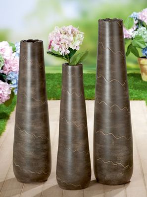 Gilde Vase "Wave" matt dunkelbraun gewischt, wasserdicht Europäische Herstellung ...