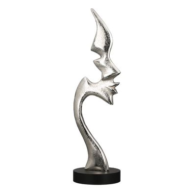 Casablanca Skulptur "Kiss me" Aluminium . silberfarben . Antikfinish auf schwarzer...