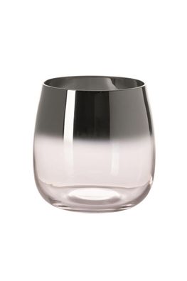 Fink Koralie Windlicht, Vase, klar, silb. Rd H.18cm, D.18cm