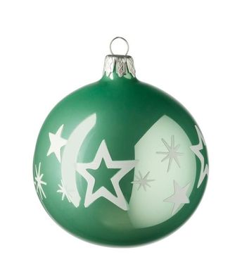 Leonardo Weihnachtskugel Kugel 10 cm grün Sterne Natale 28460