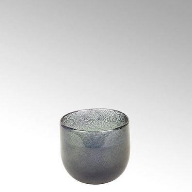 Lambert Cellini Vase rund Glas mit Kupfernetz petrol H 12 cm, D 13 cm 17406