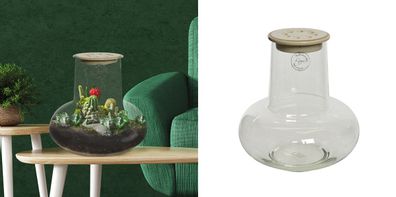 Gilde Glas Vase mit Keramik Lochdeckel für einzelne Blumen 99378