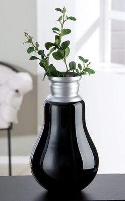 Gilde Vase "Retro" schwarz/ silberfarben H: 36 cm Ø 22 cm 27640