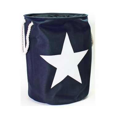 Wäschesack Stars in blau und weiß Wäschekorb Wäschebox (navy blau)