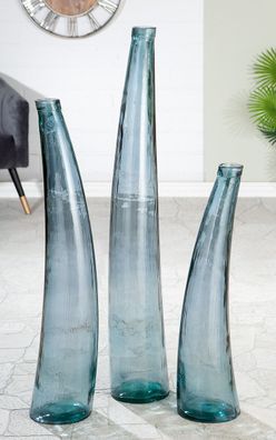 Gilde GlasArt Vase "Corno" petrol aus recyceltem Glas Europäische Herstellung H: ...