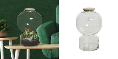 Gilde Glas Vase mit Keramik Lochdeckel für einzelne Blumen 99377