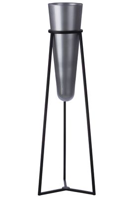 Gilde Vase mit Metallständer "Future" Vase dunkelgrau/ Metallständer schwarz H: ...