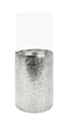Gilde Kerzenhalter Craquele silber, mit Glasaufsatz H 12cm H= 15,0 cm Ø 10,5 ...
