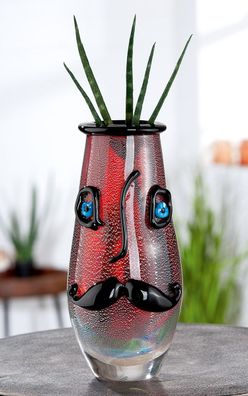 Gilde GlasArt Design-Vase "Beard" Glas rot 39870