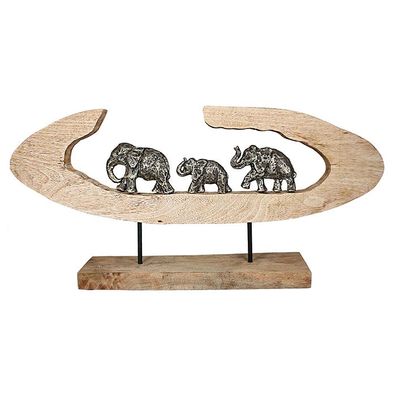 Gilde Skulptur "Elefantenfamilie" aus Mangoholz, Elefanten bronzefarben H: 33 cm ...