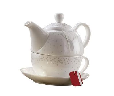 Gilde Tea for one "Hirsch Design"
 weiß/ grau
 Höhe 15,0 cm Ø 16,0 cm 49580