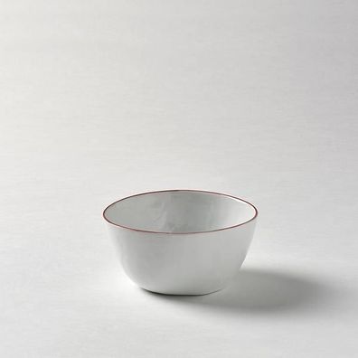 Lambert Piana Schüssel klein Porzellan, D 14 cm, H 7 cm, Dekor Rand weiß / rot 21401
