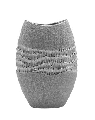Gilde Ovale Vase "Splendor" silber Länge 8,5 cm Breite 14,5 cm Höhe 21,0 cm 43795