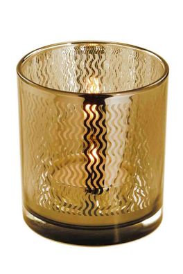 Fink Linio Teelichthalter, Glas, Rose Gold, Wellen 8X7,3 cm 115106