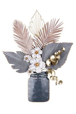 Gilde Metall Relief Vase m. Blumenstrauß " Viola " 67881