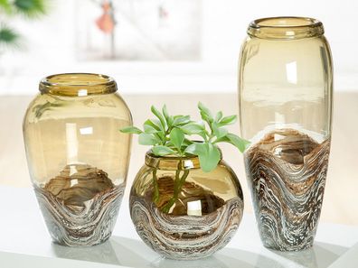 Gilde GlasArt Vase "Casca" olivgrün/ braun H: 35.50 cm Ø 16 cm 39063