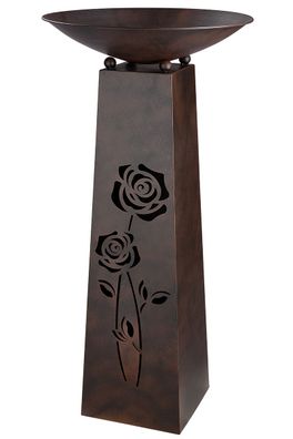 Gilde Schalenständer "Rosen" dunkelbraun, bestehend aus Ständer und Schale H: 102 ...