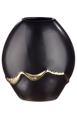 Gilde Vase oval "Creolo" Keramik schwarz 28767