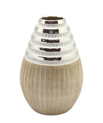 Gilde Konische Vase "Newtown" creme matt, silber glänzend L=13,5 cm B= 13,5 cm H= ...