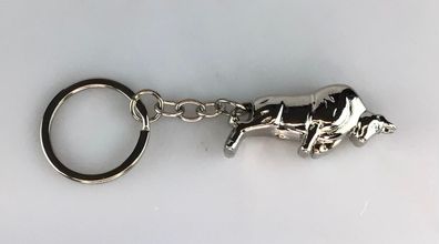 50014 Silber Stier-Schlüsselanhänger aus Metall mit Schlüsselring Länge 10 cm