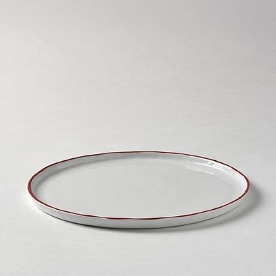 Lambert Piana Teller Porzellan, D 27 cm, Dekor Rand weiß / rot 21397