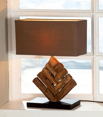 Gilde Lampe "Tribe" Holz, MDF, Textil braun 49888