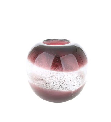Gilde GlasArt Vase rund "Grano" magenta/ weiß L=20,5 cm B= 20,5 cm H= 18,5 cm 39659