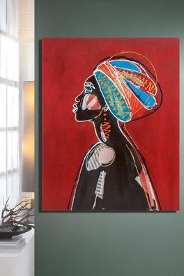 Gilde Bild "Afrikanische Kopfbedeckung" Leinwand auf Keilrahmen bordeauxrot 38177