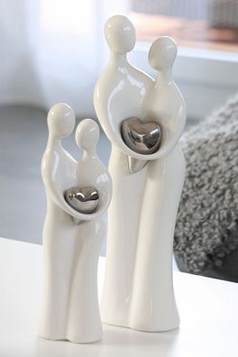 Casablanca Figur Paar Keramik weiss/ silber Höhe: 39 cm 86650