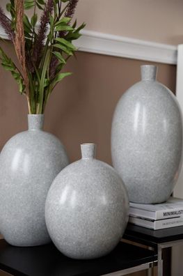 Fink ATHINA Vase, hellgrau, Goldrand, Porzellan H.37cm,25x20cm
