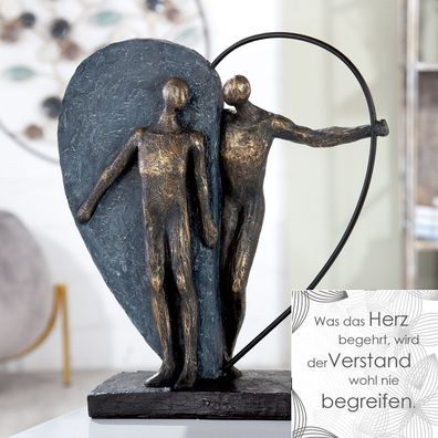 Gilde Skulptur "Heartbeat" Metall, Poly bronzefarben, grau 37073